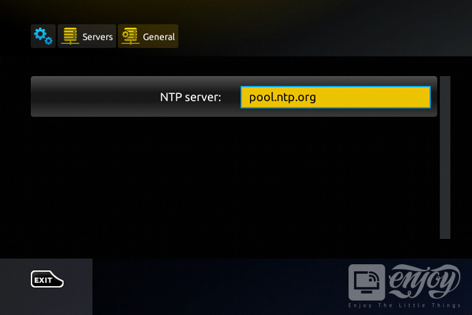 MAG General servers screen with the NTP server field set to pool.ntp.org